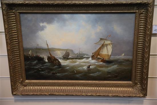 John Moore of Ipswich (1820-1902) Shipping off the coast 12 x 18in.